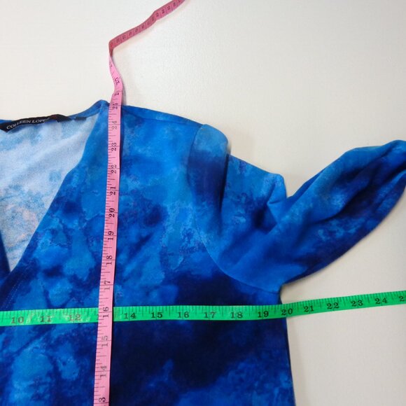 Colleen Lopez Size Medium Blue Tie-Dyed Knotted Cardigan - Picture 10 of 11